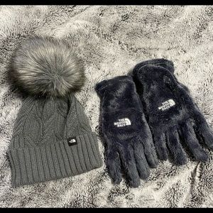 Northface Pom Beanie and Osito Gloves (size S/M)